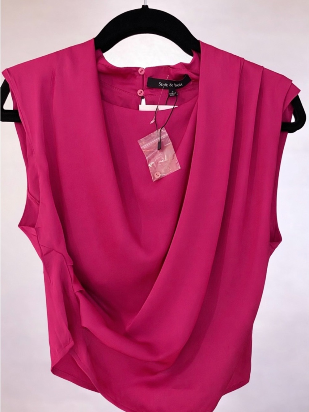 Strut & Bolt Fuchsia Draped Blouse | Size S | NWT Magenta Statement Top